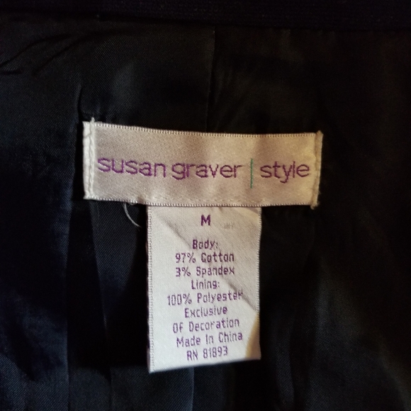 Susan Graver Style Navy Blue Lined Jacket Sz M - Picture 6 of 8